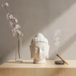 Second image of Hand-Carved Marble Buddha Head – Symbol of Peace