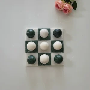 Handmade Marble Tic Tac Toe Set – Green Marble Board Game, Luxury Tabletop Game, Unique Gift for Home & Office (4)