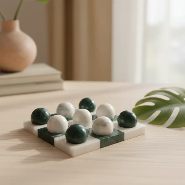 Handmade Green Marble Tic Tac Toe – Luxury Game