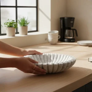 White Ruffle Marble Scalloped Bowl (1)