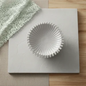 White Ruffle Marble Scalloped Bowl (2)